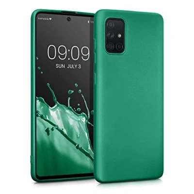 Afbeelding van kwmobile telefoonhoesje geschikt voor Samsung Galaxy A71 Hoesje smartphone Back cover in metallic donkergroen