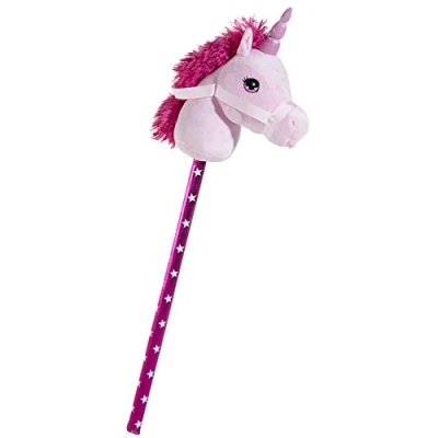 Afbeelding van Pluche eenhoorn stokpaardje roze 70 cm Speelgoed unicorn stokpaardjes