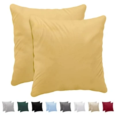 Afbeelding van kussensloop, 50 x cm, 100% jersey katoen, 150 g/m², geel, met ritssluiting, Twinzen kussensloop Oeko Tex gecertificeerd, zacht en ademend