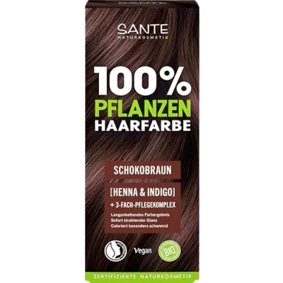 Afbeelding van SANTE Naturkosmetik Veganistische haarverf 100% veganistisch met biologische henna en indigo langdurig bruin natuurlijke grijsdekking glans verzorgingscomplex