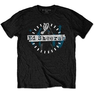 Afbeelding van Ed Sheeran Dashed Stage Photo Heren T shirt L Zwart