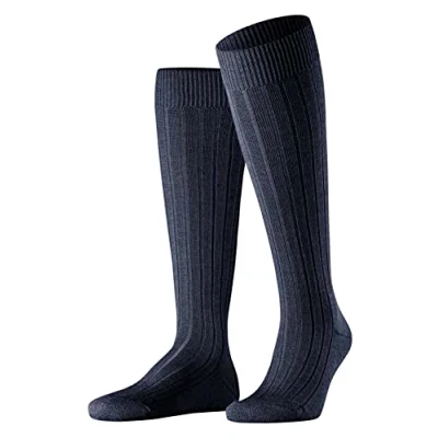Afbeelding van FALKE Heren Teppich in Schuh lange sokken, ademend, klimaatregulerend, geurremmend, dikke wol, geribbeld, warm, krullen, duurzame zool, platte teennaad, 1 paar, Blauw (Dark Navy 6370)