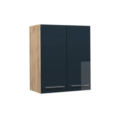 Afbeelding van Vicco Hangkast Fame Line, Donkerblauw hoogglans/Krachtige eik goud, 60 cm