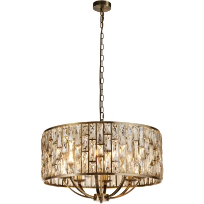 Afbeelding van Bijou hanglamp, 8 lamps, messing, kristalglas