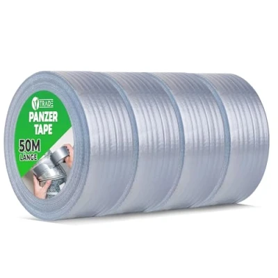 Afbeelding van V1 TRADE 4 rollen waterdicht pantserplakband 48 mm x 50 m zilver stoffen tape duct plakband pantsertape