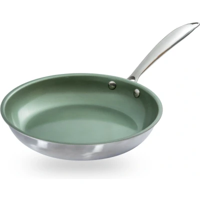 Afbeelding van Just Vegan, Ceravegan RVS ECO koekenpan 24 cm Colour /