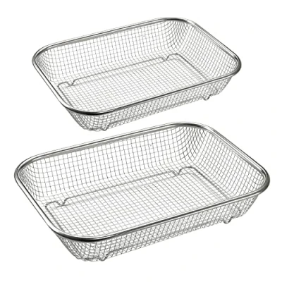 Afbeelding van Supremery Set van 2 roestvrijstalen bakmanden voor vetarm koken met hete lucht, bakken of grillen