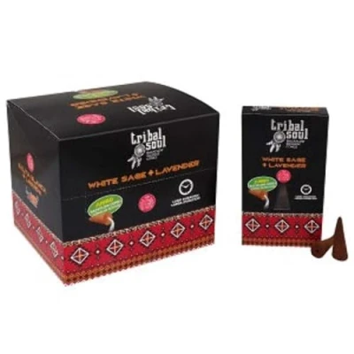 Afbeelding van Tribal Soul Wierook Kegels Terugstroom Witte Salie Lavendel Set