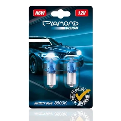 Afbeelding van Diamond Vision 2 x H6W 12 V 6 W Xenon look halogeenlampen voor auto 8500 K Super Ultra White extra duurzaam E markering BAX9s
