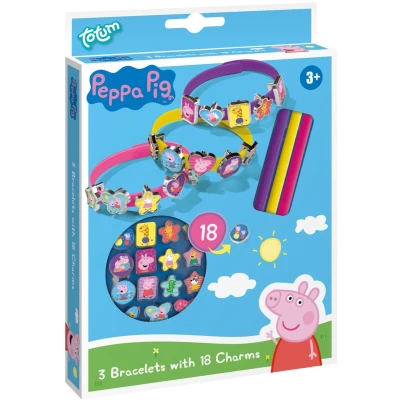 Afbeelding van Peppa Pig armbanden maken set 3 schuifarmbandjes met 18 bedels vanaf jaar