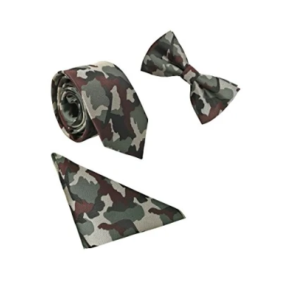 Afbeelding van WANYING Klassieke strik voor heren, 6 cm stropdas, smal en zakdoek, 3 in 1 set, B51