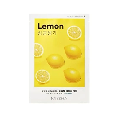 Afbeelding van MISSHA Limone Lemon Sheet Mask Anti Age, Verhelderend, Verfrissend, Hydraterend, Koreaans Stofmasker, Cosmetische Kbeauty Set 4 Stuks