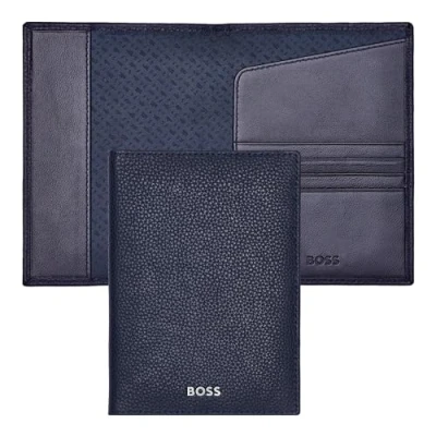Afbeelding van HUGO BOSS Leren Identiteitskaarthoesje Classic Grained Passport Case Dark Blue Donkerblauw