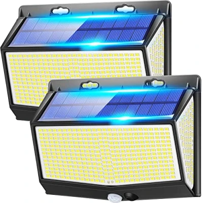 Afbeelding van zonnelampen voor buiten, 468 leds, 2000 lumen, met bewegingsmelder, 3 modi, outdoor, waterdichte wandlamp op zonne energie