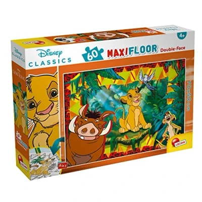 Afbeelding van Lisciani, Maxi puzzel voor kinderen vanaf 4 jaar, 60 stukjes, 2 in 1 dubbelzijdig op en achterkant, met achterkant om te kleuren, Disney Lion King 91751