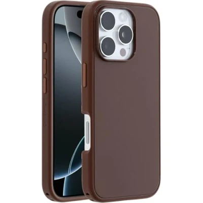 Image de OtterBox Symmetry Series Coque de protection pour téléphone portable compatibilité avec MagSafe couche polycarbonate, élastomère thermoplastique (TPE) rouge brique Apple iPhone 16 Pro