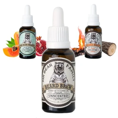 Afbeelding van Baardolie Mannen Mr Bear Family UNSCENTED baardverzorging Hydraterende Baardgroeiolie met jojoba &amp; Arganolie 30 ml