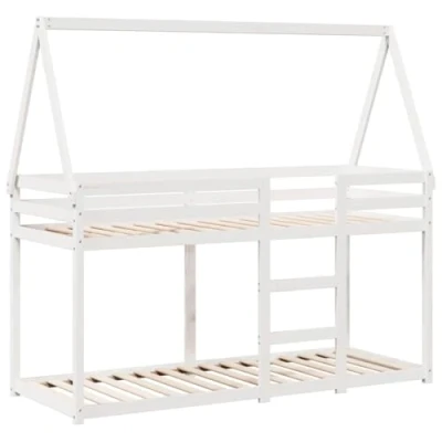 Afbeelding van vidaXL Stapelbed met dak massief grenenhout wit 90x190 cm