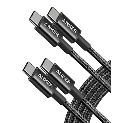 Afbeelding van Anker Nieuwe nylon USB C naar laadkabel 1,8 m lengte, dubbelpak, met Power Delivery voor MacBook Pro 2020, iPad Galaxy S20, Switch, Pixel, LG en opladers (zwart)