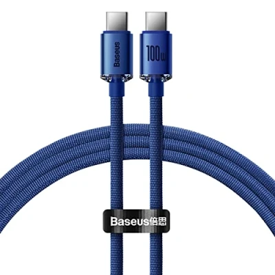 Afbeelding van Baseus Data Cable Crystal Shine (CAJY000603) Type C to C, 100W, 1.2m Blue