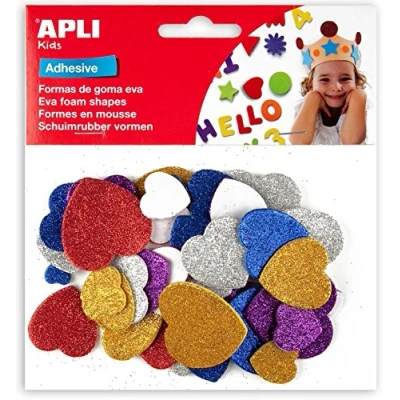 Afbeelding van Apli Kids Zelfklevende Glitter Harten, Blister Met 50 Stuks Knutselmateriaal