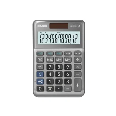 Afbeelding van Casio MS 120FM Bureaurekenmachine Grijs Aantal displayposities: 12 werkt op batterijen, zonne energie (b x h d) 101 148.5 27.6 mm