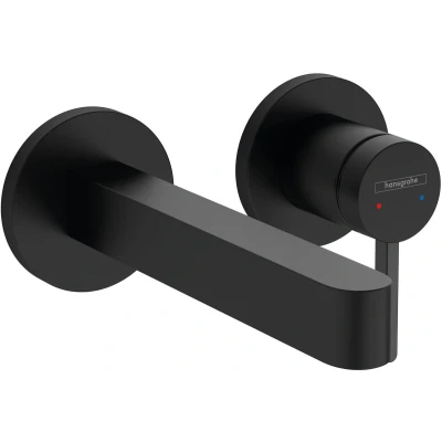 Afbeelding van hansgrohe Finoris ééngreeps wastafelmengkraan inbouw, voorsprong 168 mm met afvoerplug mat zwart