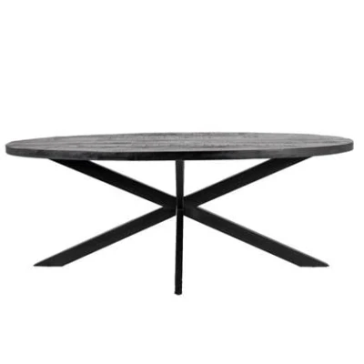 Afbeelding van Eettafel Mansour Ovaal Zwart Mangohout 180cm Giga Meubel