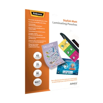 Image de Fellowes Admire Stylish Matt 80 microns pack de 25 A3 (297 x 420 mm) film protecteur