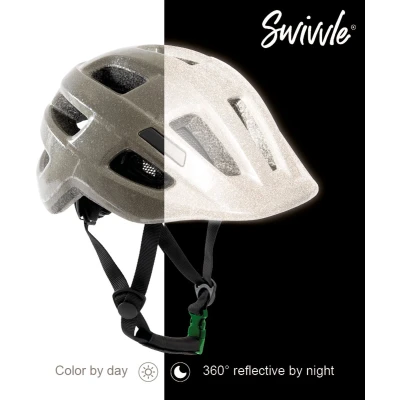 Afbeelding van Swivvle® reflecterende fietshelm kinderen Veilige kinderhelm zichtbaar in het donker 360 reflector helm Misty Grey maat XS (48 50 cm) model Spica