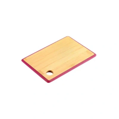 Afbeelding van Kesper Keuken voedsel bereiden snijplank 23 x 15 cm bamboe hout rode rand luxe versie