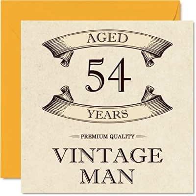 Afbeelding van Vintage verjaardagskaarten voor mannen, 54 jaar, grappige verjaardagskaart collega, vader, echtgenoot, vriend, oom, broer, 145 mm x mm,