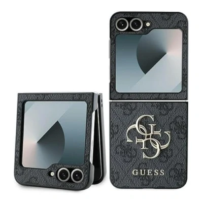 Afbeelding van Guess GUHCZF64GMGGR Z Flip6 F741 zwart/zwart lederen 4G metalen logo