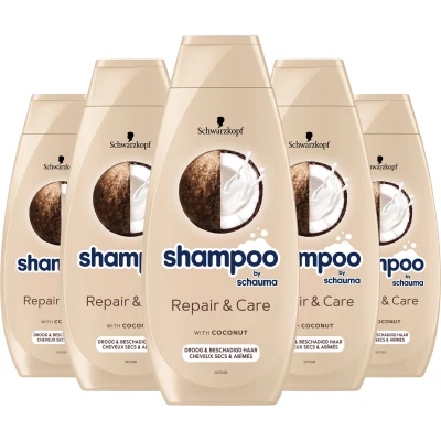 Afbeelding van 5x Schwarzkopf Repair en Care Shampoo 400 ml