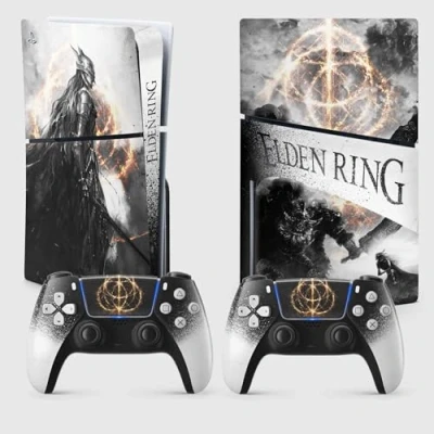 Afbeelding van sticker PS 5 Slim Circle d&#039;Elden, decoratie, console en controller, Disc Edition, Skin MALENIA (2 controllers)