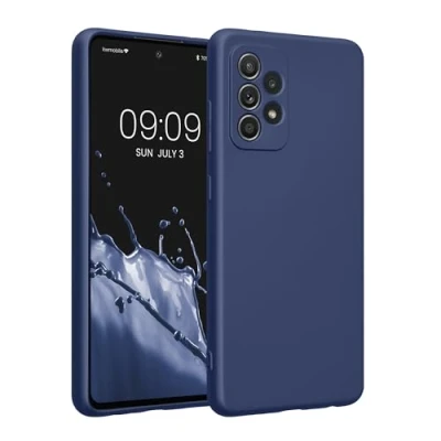 Afbeelding van kwmobile metallic telefoonhoesje van TPU geschikt voor Samsung Galaxy A52 / 5G A52s Flexible case smartphone In blauw