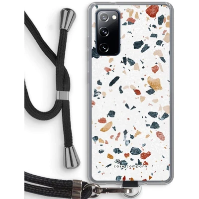 Afbeelding van Case Company® hoesje met Koord geschikt voor Samsung Galaxy S20 FE / 5G Terrazzo N4 Telefoonhoesje Zwart Bescherming aan alle Kanten en Over de Schermrand