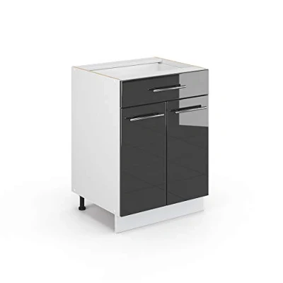 Afbeelding van Vicco Keukenonderkast Fame Line, Antraciet Hoogglans/Wit, 60 cm met lade, zonder werkblad