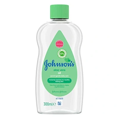Afbeelding van JOHNSON&#039;S Aloë Vera olie voor baby&#039;s, 300 ml, laat de huid zacht en glad achter, ideaal gevoelige