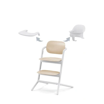 Afbeelding van Cybex Kinderstoel Lemo 3 in 1 Sand White/White Met Babyset &amp; Eetblad