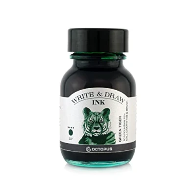 Afbeelding van Octopus Write and Draw Ink 337 Green Tiger, waterdichte inkt om te schrijven en tekenen, kalligrafie inkt, lichtechte tekeninkt voor vulpen, glazen pen, kwast, 50 ml