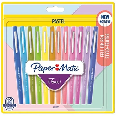Afbeelding van Paper Mate Flair viltstiften Medium punt (0,7 mm) diverse pastelkleuren 12 stuks