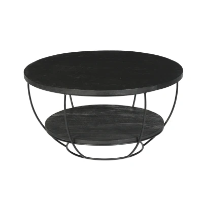 Afbeelding van Livingfurn Salontafel Evan Norris 85x85x44 cm Mangohout / Gecoat Staal