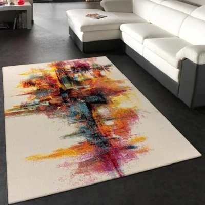 Afbeelding van Paco Home Vloerkleed Woonkamer Laagpolig Modern Vintage Patroon Abstract Veelkleurig 80x150 cm
