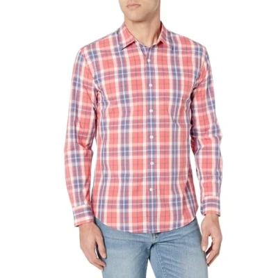 Image de Amazon Essentials Chemise en Popeline à Manches Longues, Style Décontracté, Coupe Standard Men&#039;s, Rouge Délavé Vitre, XXL