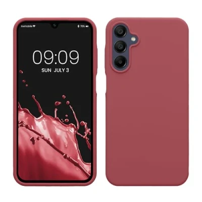 Afbeelding van kwmobile telefoonhoesje geschikt voor Samsung Galaxy A15 5G Hoesje met siliconen coating Smartphone case in donkerroze