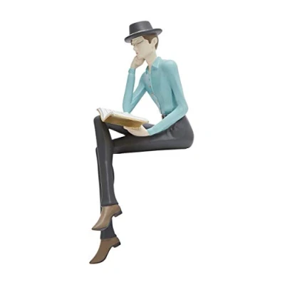 Afbeelding van Sculptuur Figuren Man Standbeeld Arts Decor Polyresin Lezen Gift 23cm