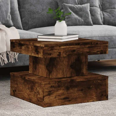 Afbeelding van Salontafel met metalen poten 50x50x40 cm gerookt eikenkleurig
