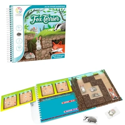 Afbeelding van SmartGames Fox Terrier Magnetisch denkspel voor op reis 48 uitdagingen van gemakkelijk tot moeilijk niveau Een ondergronds avontuur Zakboekje 1 speler kinderen vanaf 5 jaar