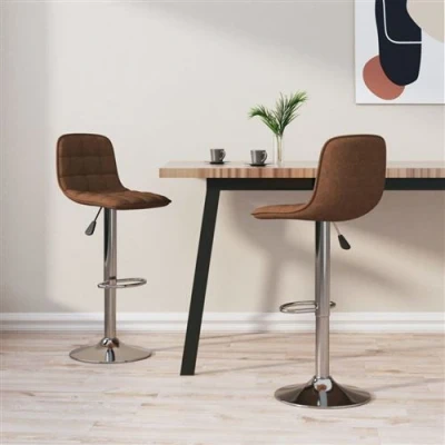 Image de vidaXL Tabourets de bar lot 2 marron tissu333384